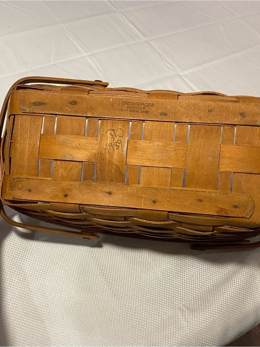 Longaberger Brown Woven Basket Tote with Top Handle